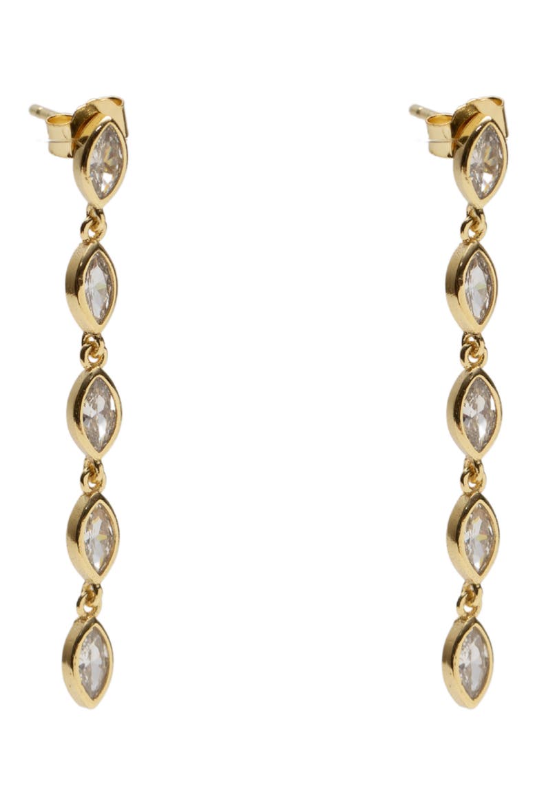 Cubic Zirconia Bezel Linear Drop Earrings, Main, color, GOLD