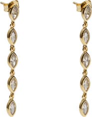 Argento Vivo Sterling Silver Cubic Zirconia Bezel Linear Drop Earrings
