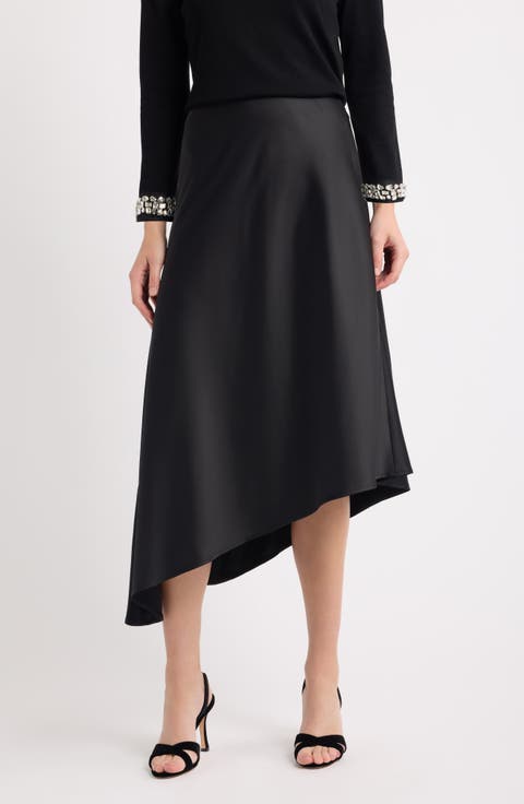 Asymmetrical Bias-Cut Midi Skirt