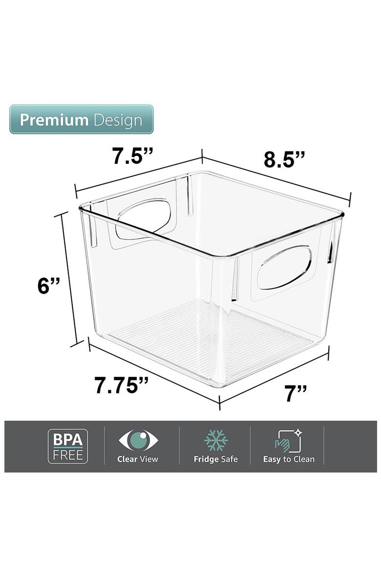 Set of 8 Medium Clear Storage Bins, Alternate, color, NO COLOR