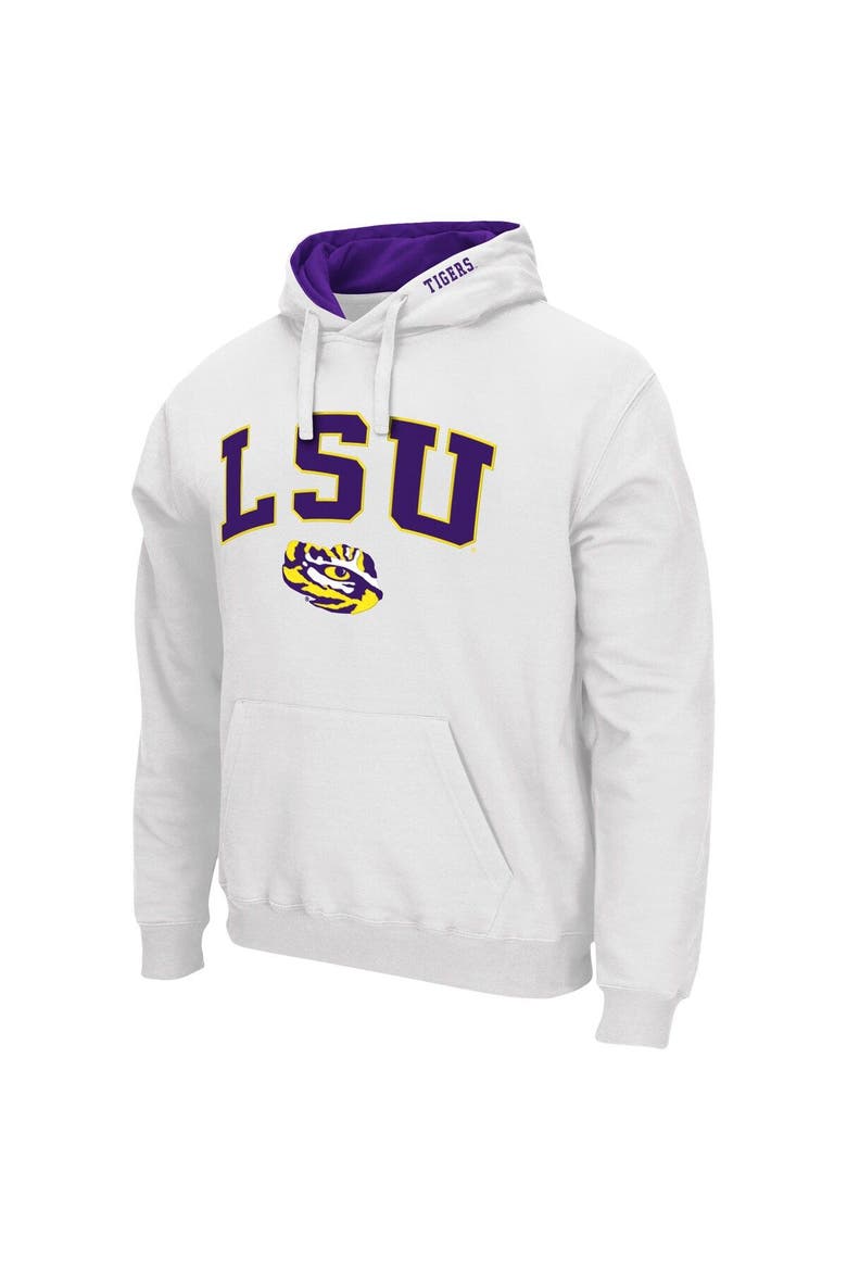 Men's Colosseum White LSU Tigers Arch & Logo 3.0 Pullover Hoodie, Alternate, color, White