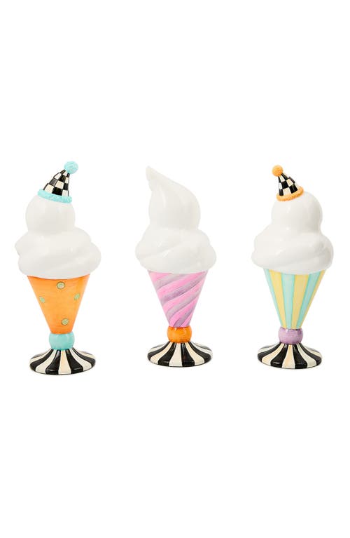 Mackenzie-childs Mackenzie Childs Trick Or Treat Boo Set Of 3 Ghost Figurines In Multi