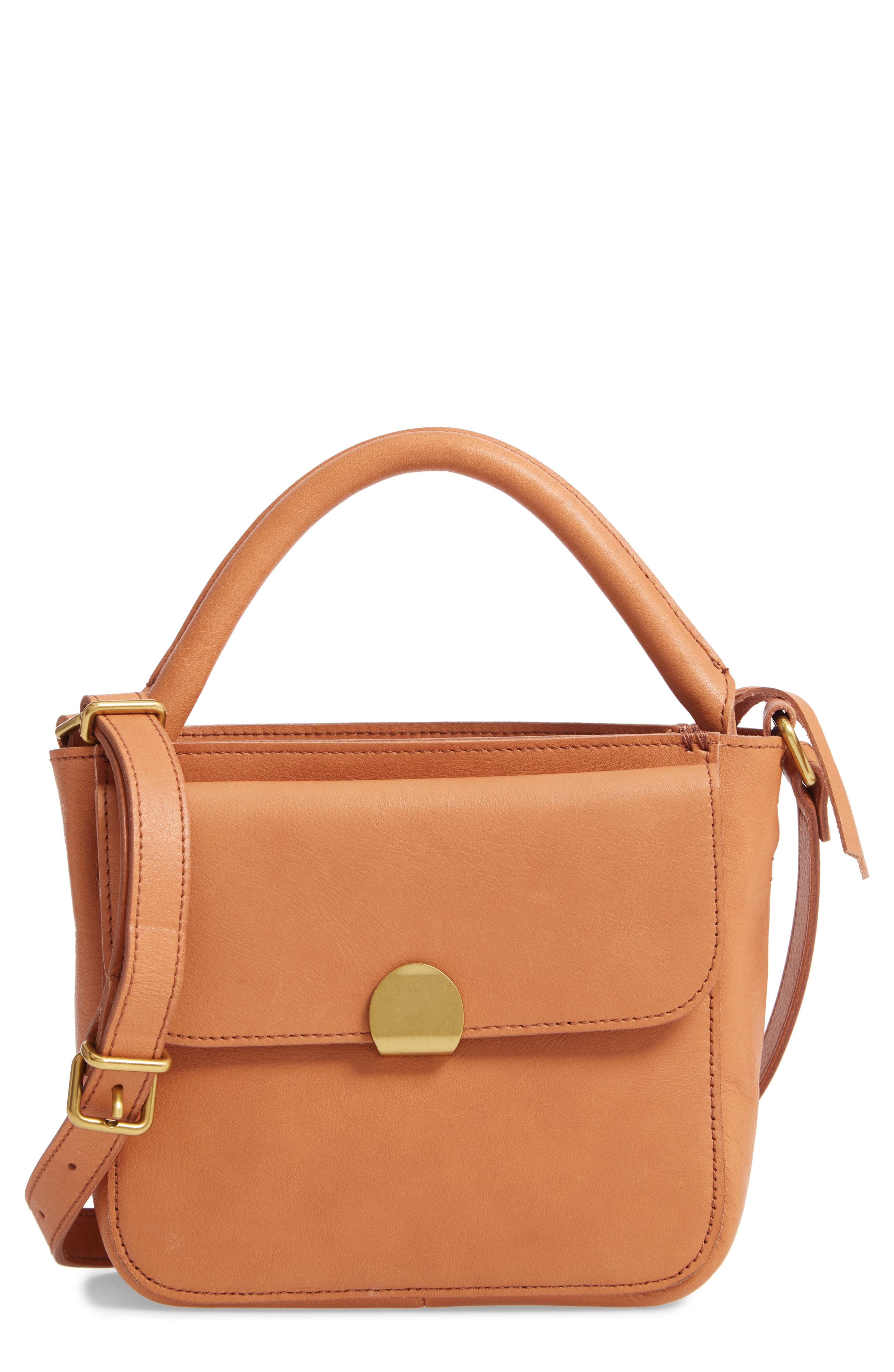The Mini Abroad Leather Crossbody Bag, Main, color, DESERT CAMEL