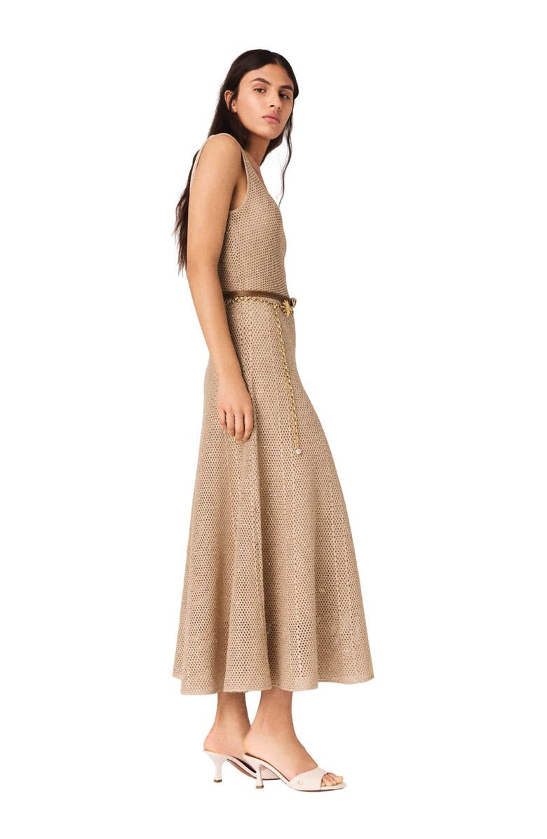 maje Rhinestone knit maxi dress, Alternate, color, Nude