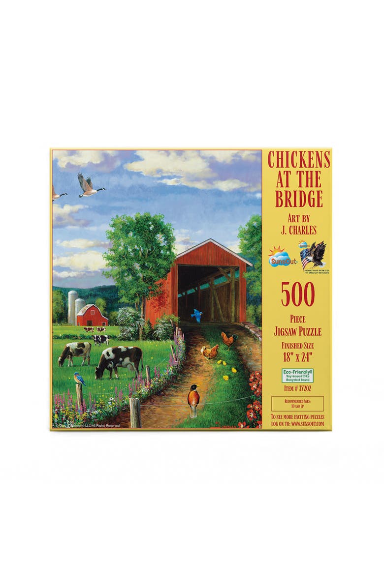 Sunsout Chickens At the Bridge 500 piece Jigsaw Puzzle for Adults, Alternate, color, Multicolor