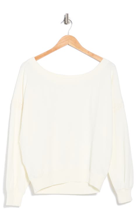 Lace Trim One-Shoulder Sweatshirt