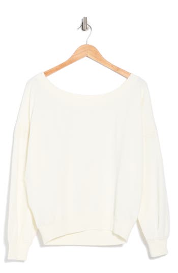 Abound Lace Trim One-shoulder Sweatshirt In White