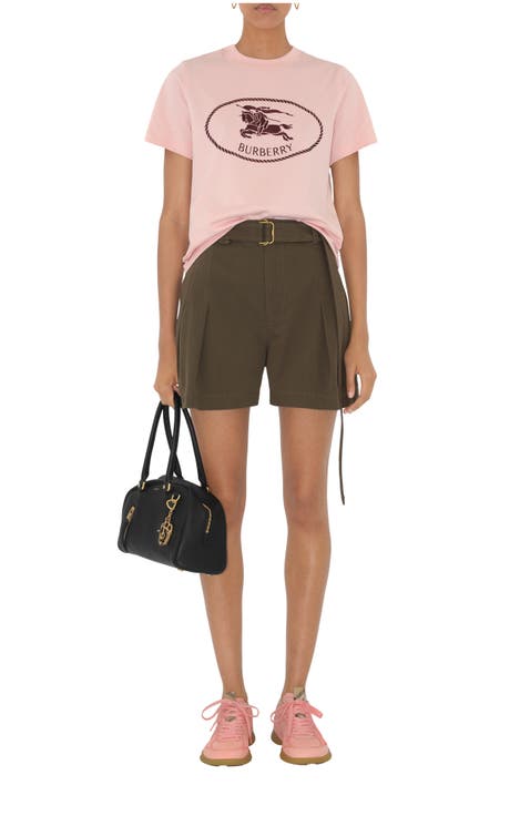 Gabardine Belted Shorts