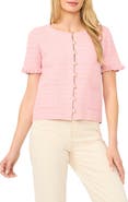 CeCe Short Sleeve Cotton Blend Cardigan