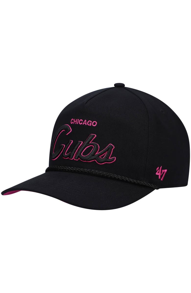 '47 Men's '47 Black Chicago Cubs Hitch Orchid Undervisor Snapback Hat, Alternate, color, 