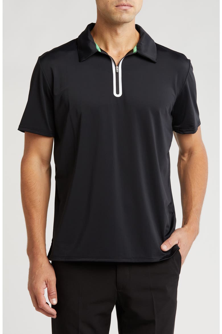 Quarter Zip Golf Polo, Main, color, BLACK