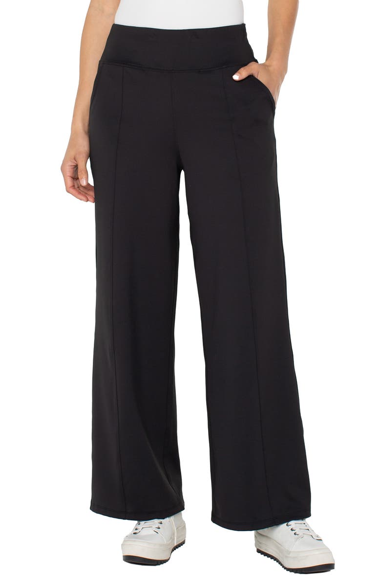 Liverpool Los Angeles Stretch Nylon Crop Wide Leg Pants, Main, color, Black