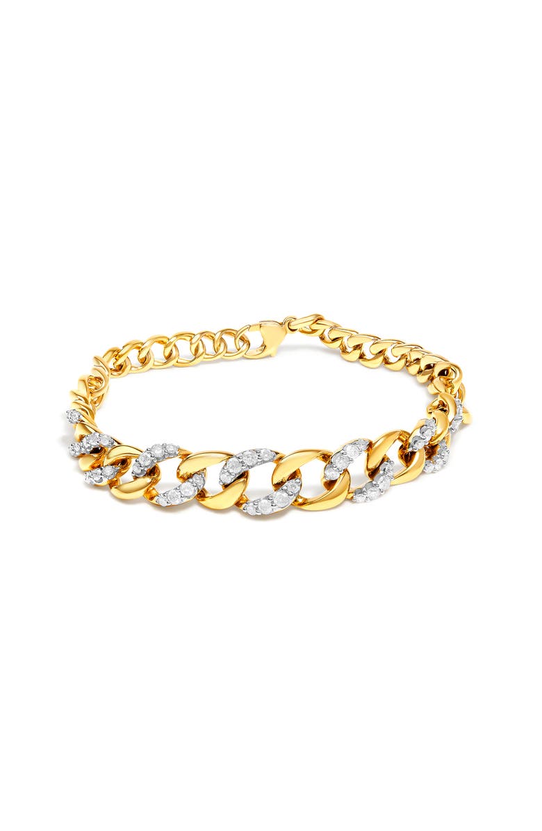 Haus of Brilliance 14K Yellow Gold Plated Silver 1 1/4 Ctw Diamond Cuban Chain Link Bracelet, Main, color, Yellow Gold Over Silver