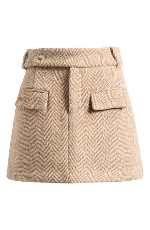 Wool Blend Tweed Miniskirt