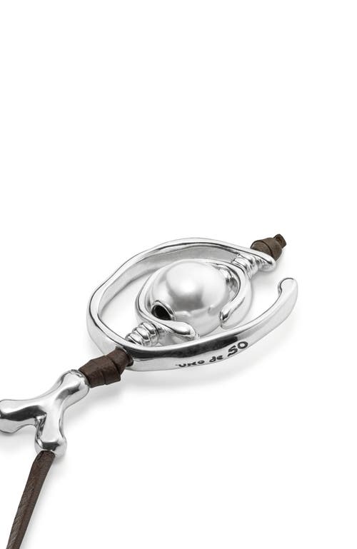 Unode50 Pearl  Leather Necklace In Black