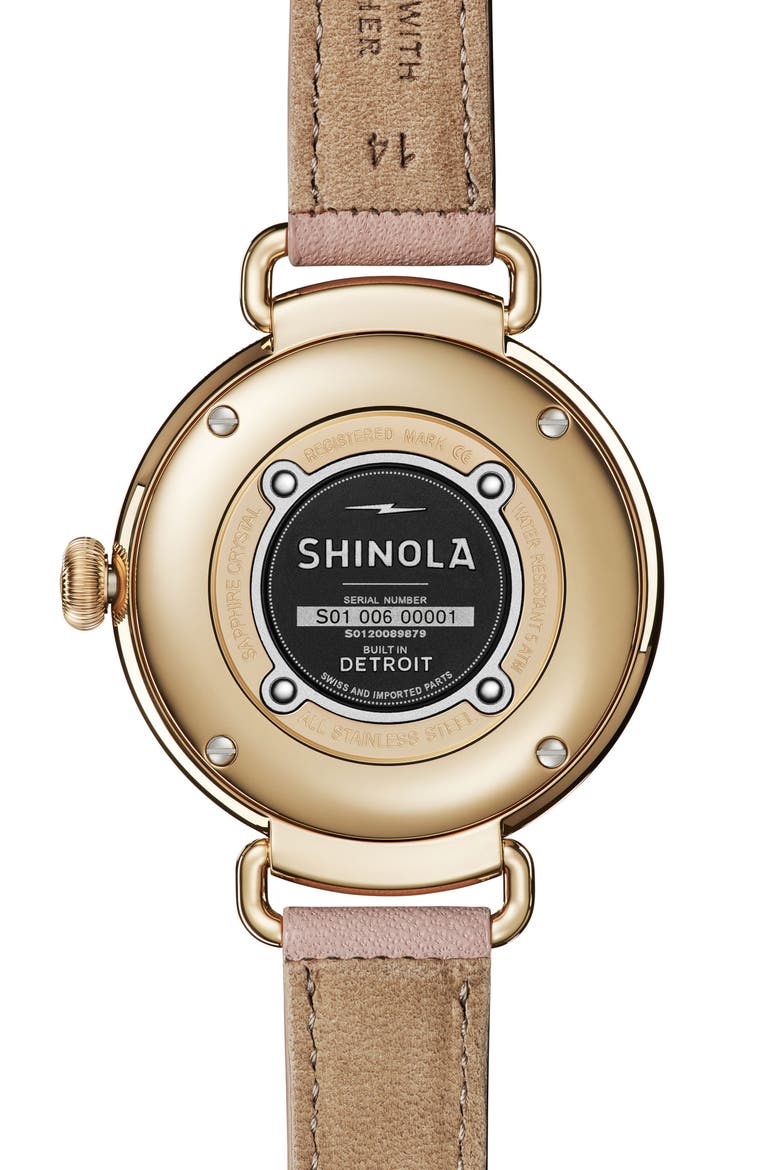 The Canfield Leather Strap Watch, 38mm, Alternate, color, WHITEMOP