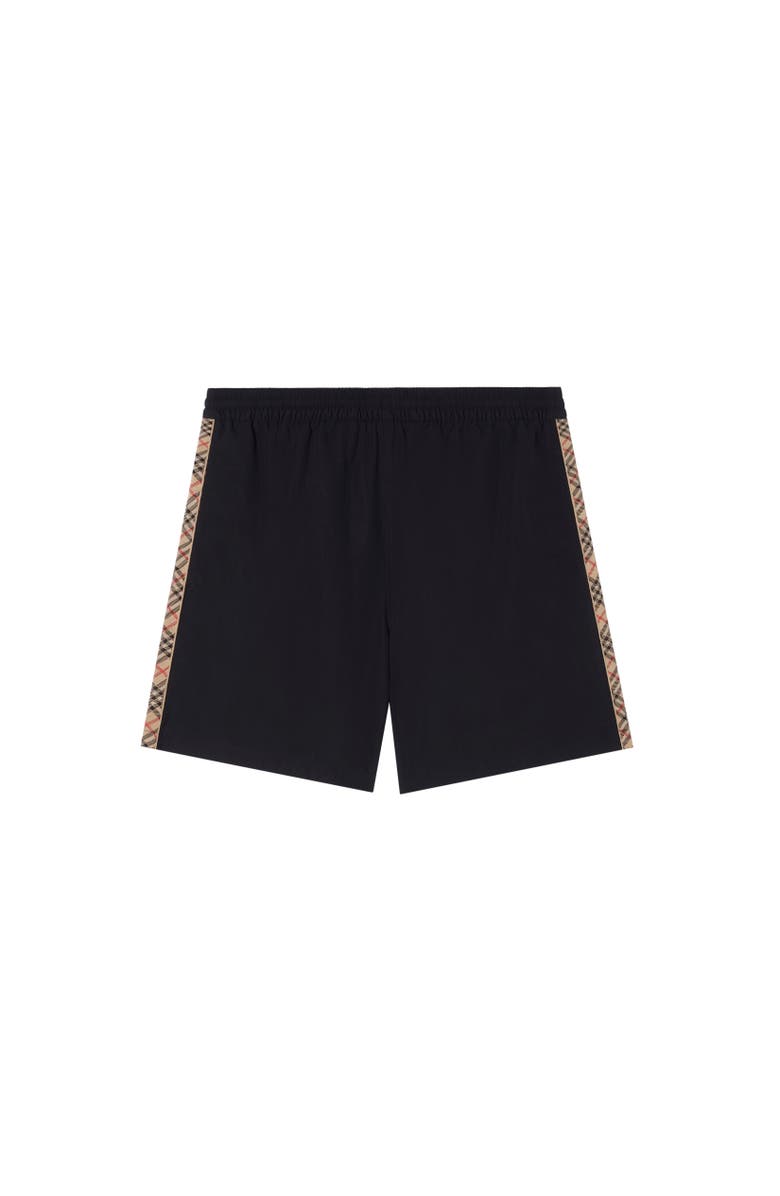 Burberry Check Trim Swim Shorts, Alternate, color, Black