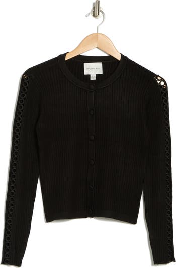 JASON WU Circle Lace Trim Rib Knit Cardigan | Nordstromrack