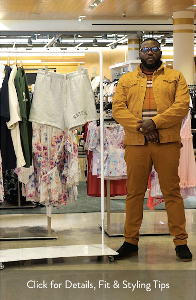 Arch Pigment Dyed Quarter Zip Graphic Sweat Shorts, sales video thumbnail