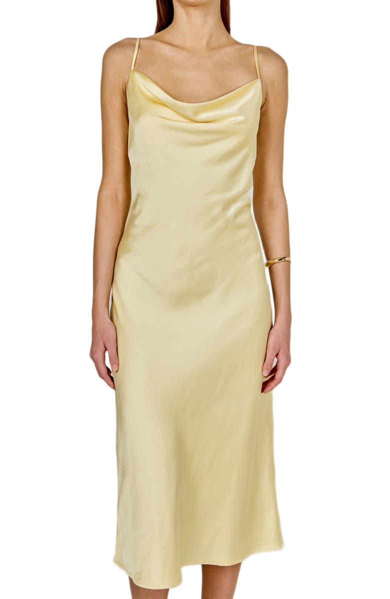 Endless Rose Satin Midi Dress, Alternate, color, Lemon