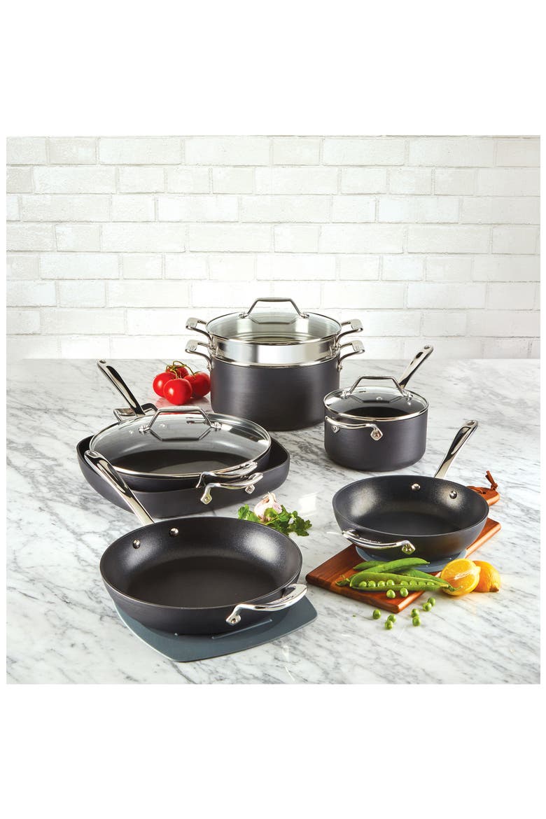 Essentials 10-Piece Nonstick Cookware Set, Alternate, color, BLACK