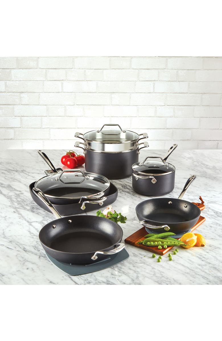 All-Clad Essentials 10-Piece Nonstick Cookware Set, Alternate, color, Black