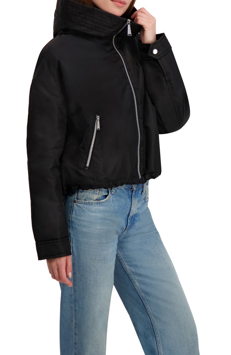 Laundry by Shelli Segal Faux Shearling Lined Hooded Jacket, Alternate, color, Black