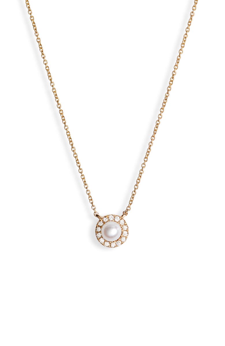 Dana Rebecca Designs Halo Pavé Diamond & Pearl Pendant Necklace, Main, color, 