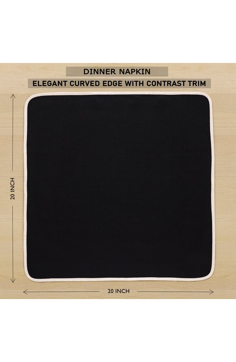 Solino Home Linen Dinner Napkins - Kensington, 20" x 20", Alternate, color, Black