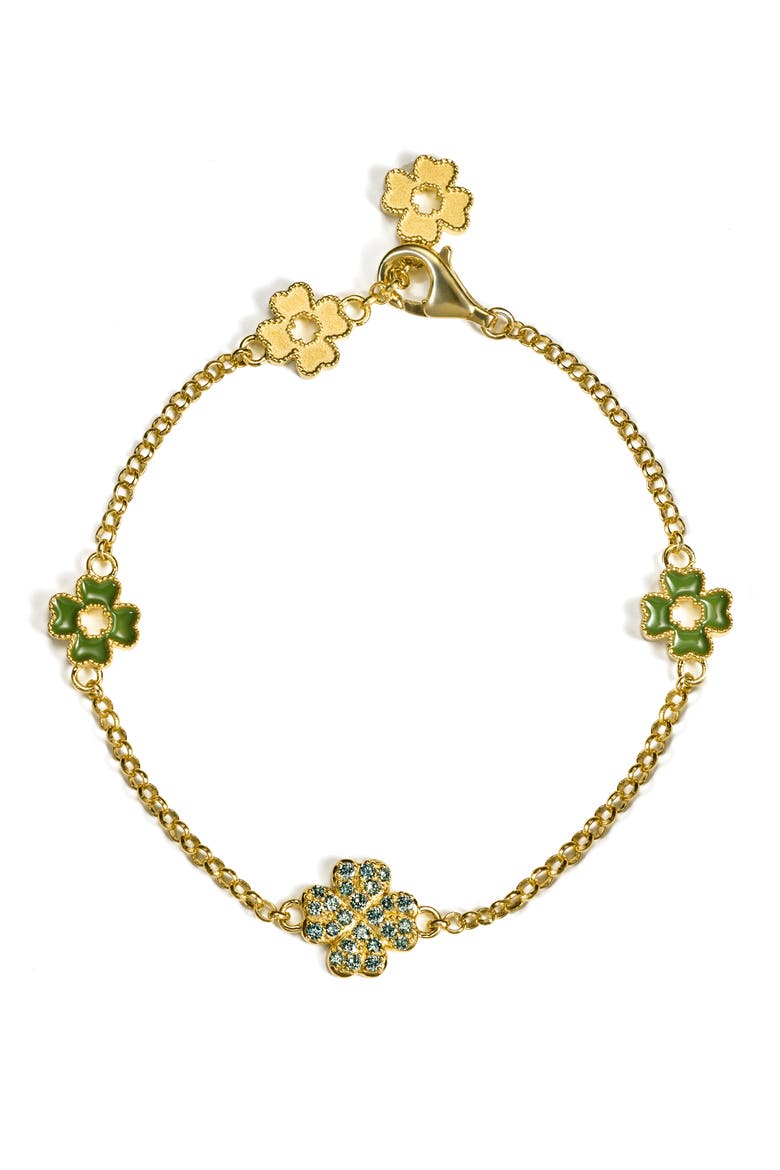 Lucky Clover 5 motifs Bracelet, Green Diamond Pavé, Main, color, Gold Diamond
