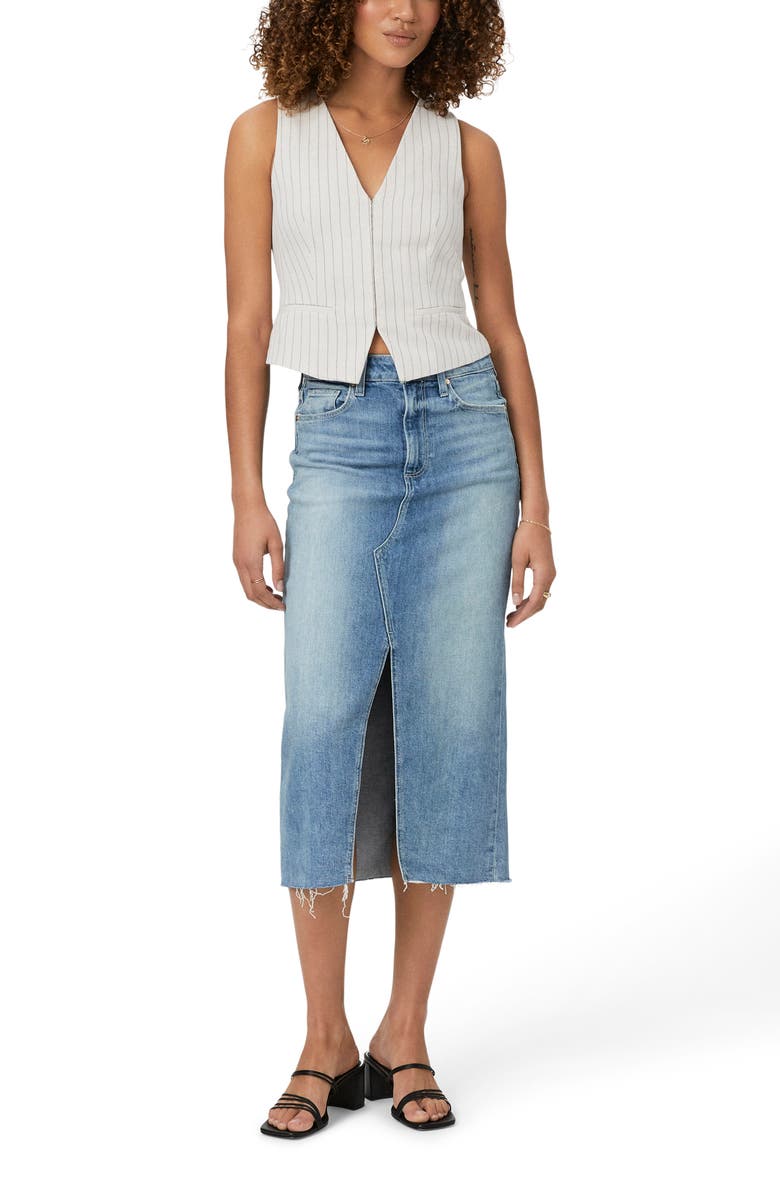 PAIGE Meadow Denim Midi Skirt, Alternate, color,