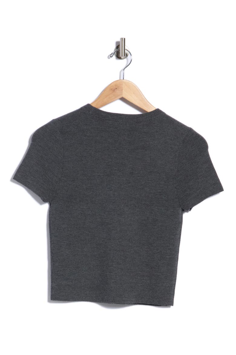 Ciara Short Sleeve Stretch Wool Sweater, Alternate, color, CHARCOAL HEATHER GREY