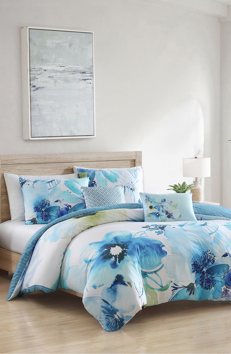 Bebejan Watercolor 5-Piece Reversible Comforter Set, Main, color,