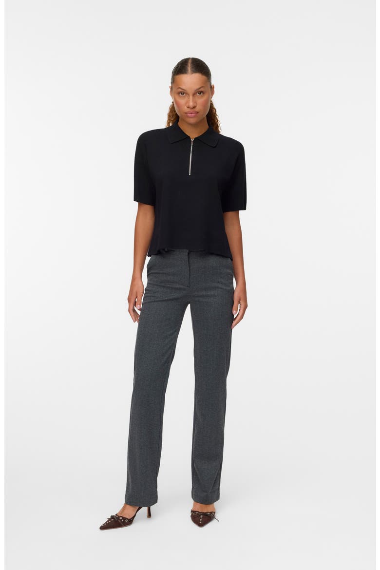 Vmzamira Mid Waist Trousers, Alternate, color, BLACK DETAIL HERRING