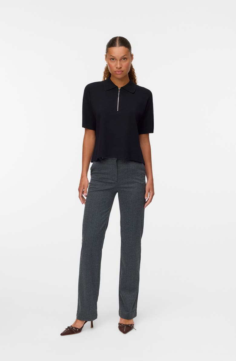 VERO MODA Vmzamira Mid Waist Trousers, Alternate, color, Black Detail Herring