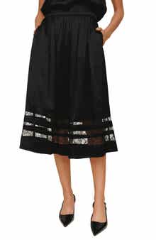 Lace Inset Midi Skirt