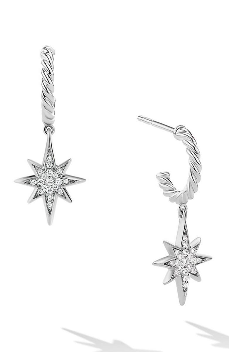 David Yurman Northstar Drop Huggie Hoop Earrings, Main, color, 