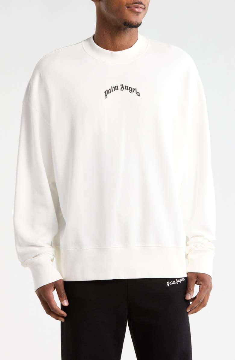 Palm Angels Logo Cotton Sweatshirt, Main, color, 