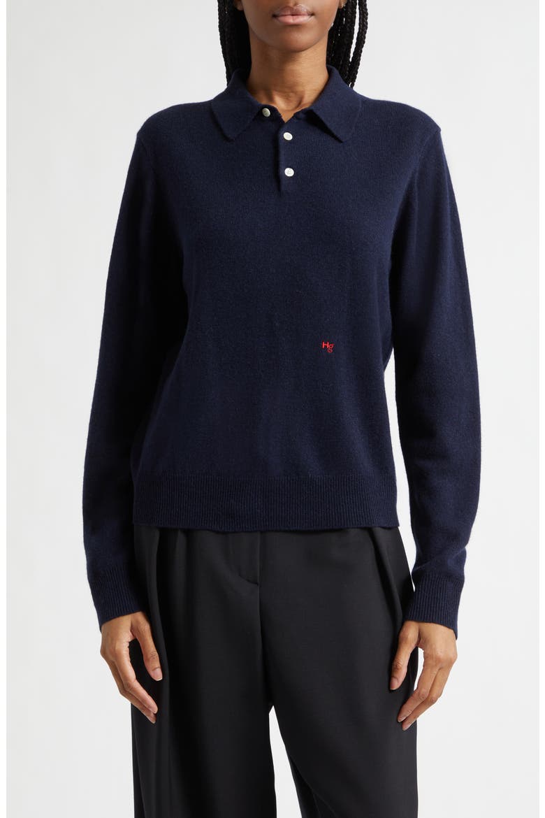 Wool & Cashmere Polo Sweater, Main, color, NAVY