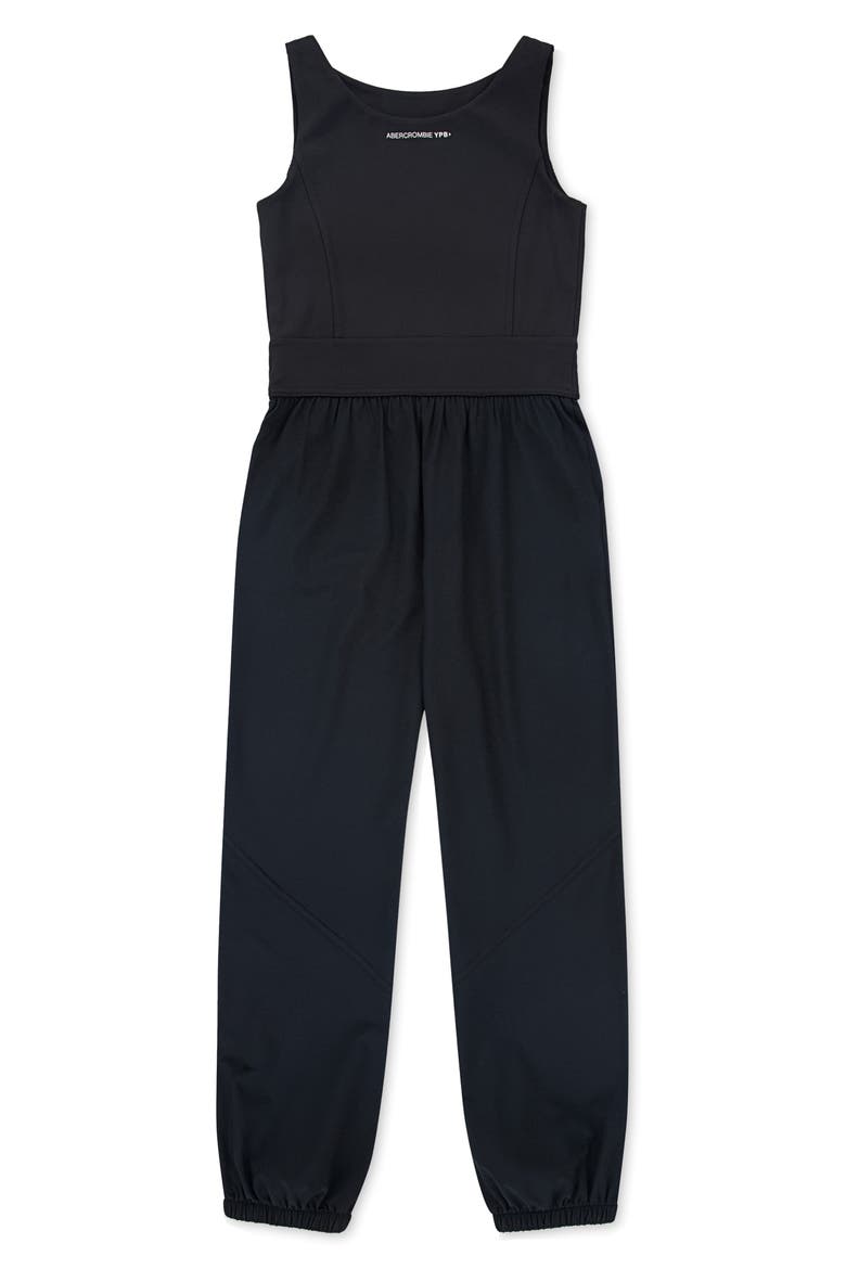 Kids' Mixed Media Tank Jumpsuit, Alternate, color, BLACK BEAUTY BEAUTIFUL BLACK