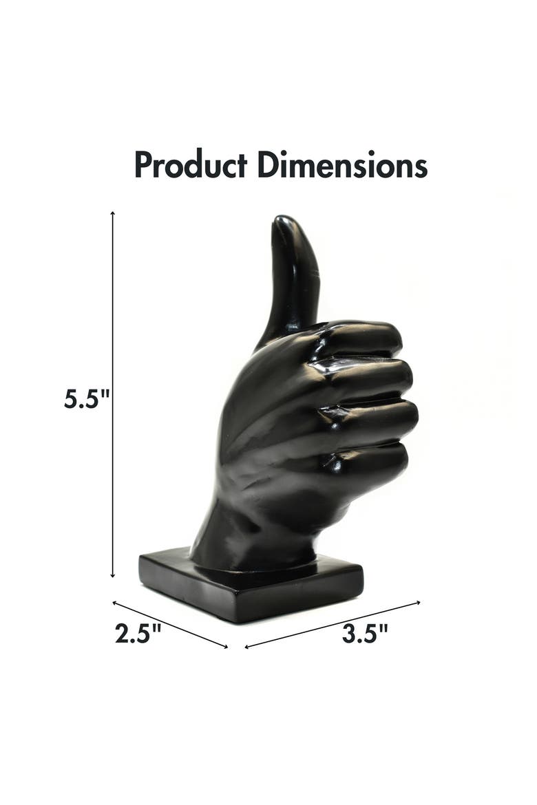 Thumbs Up Sculpture, Alternate, color, BLACK