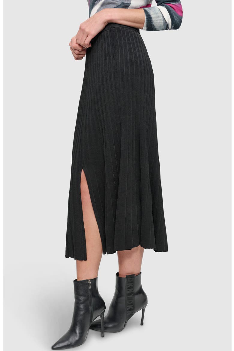 Rib Sweater Skirt, Alternate, color, BLACK