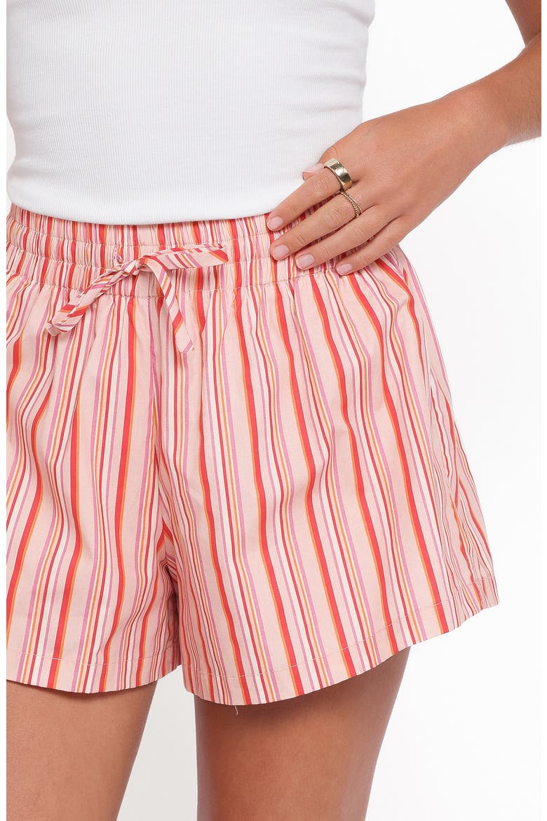 Mattina Stripe Cotton Drawstring Shorts, Alternate, color, PEACH STRIPE