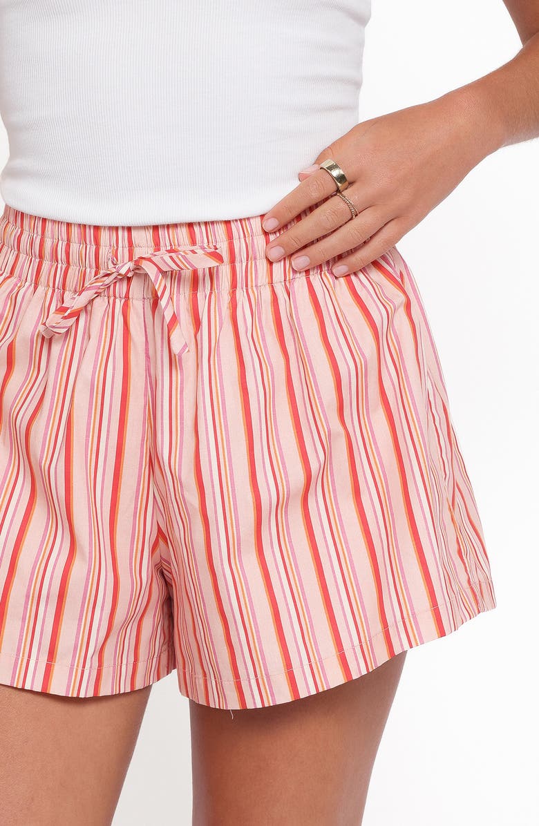 Petal & Pup Mattina Stripe Cotton Drawstring Shorts, Alternate, color, Peach Stripe