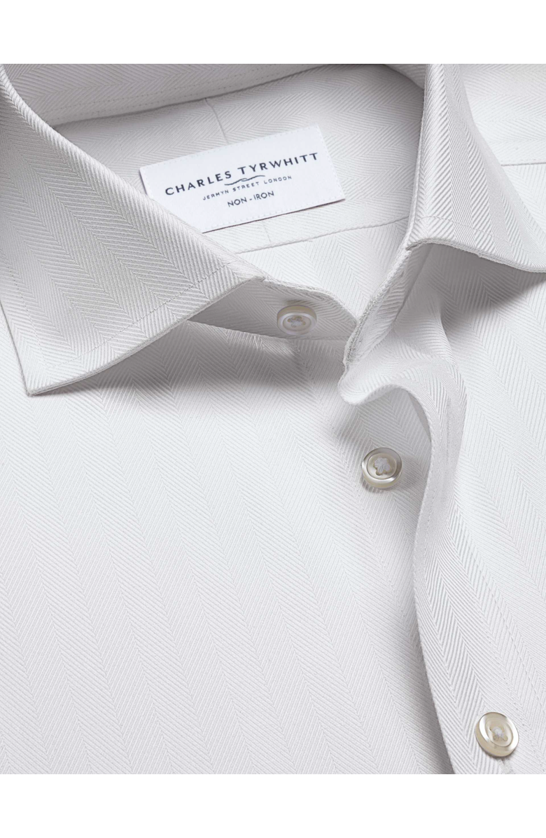 Charles Tyrwhitt Cutaway Collar Non-Iron Herringbone Shirt, Alternate, color, White