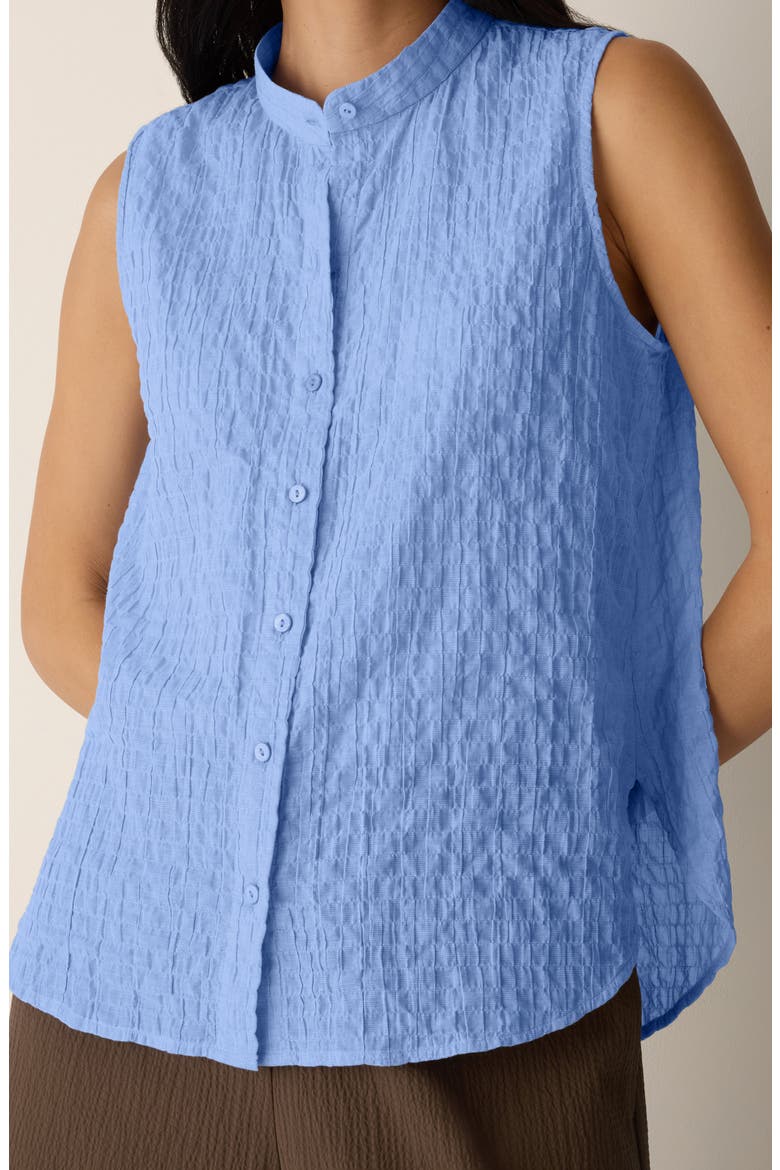 Mandarin Collar Sleeveless Button-Up Shirt, Alternate, color, CORNFLOWER