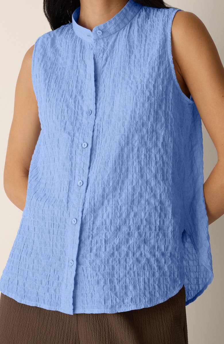 Eileen Fisher Mandarin Collar Sleeveless Button-Up Shirt, Alternate, color,