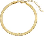 Adornia 18k Gold Plated Initial Herringbone Chain Bracelet