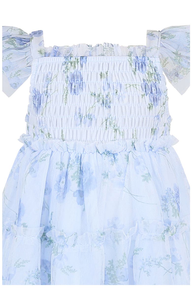 Flutter Sleeve Smocked Strawberry Embroidered Dress, Alternate, color, BLUE