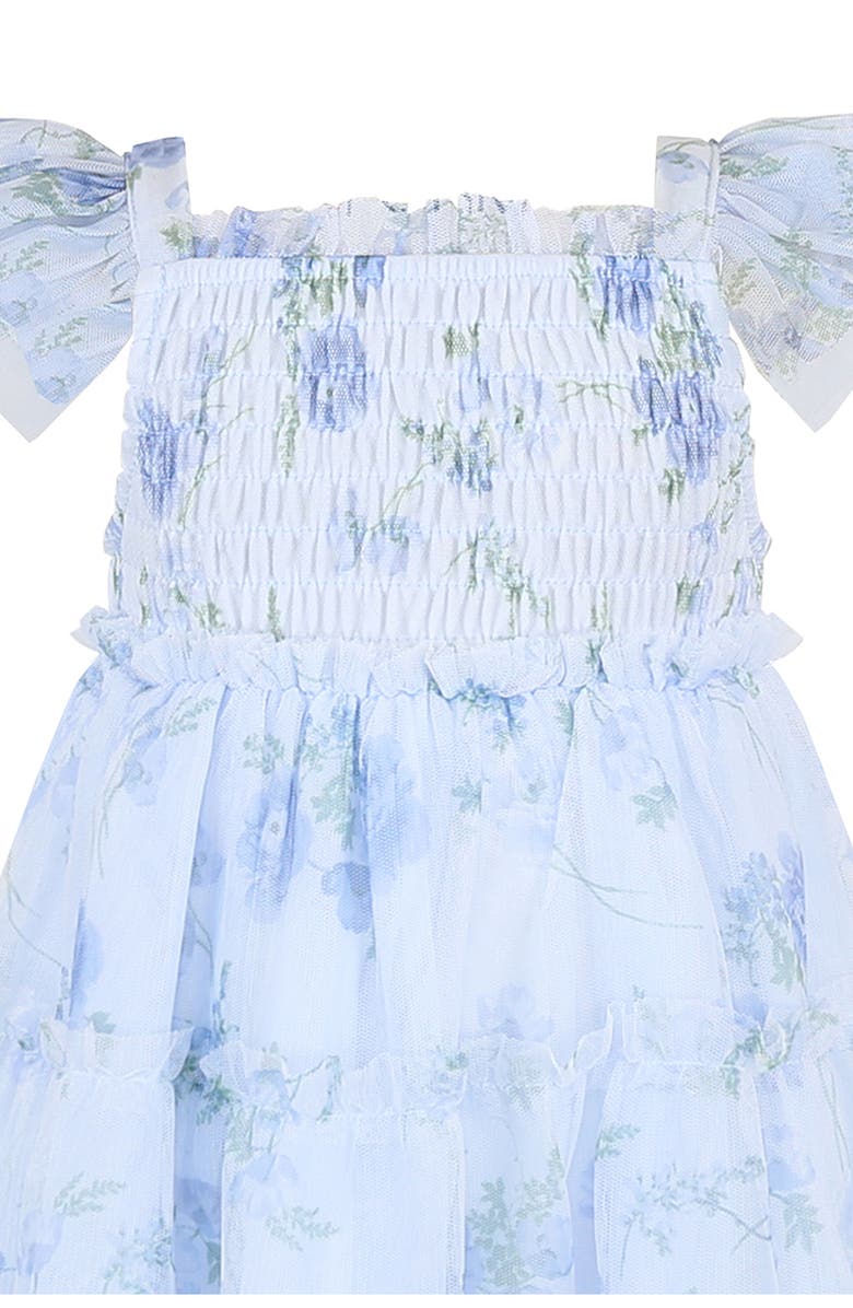 Zunie Flutter Sleeve Smocked Strawberry Embroidered Dress, Alternate, color, Blue